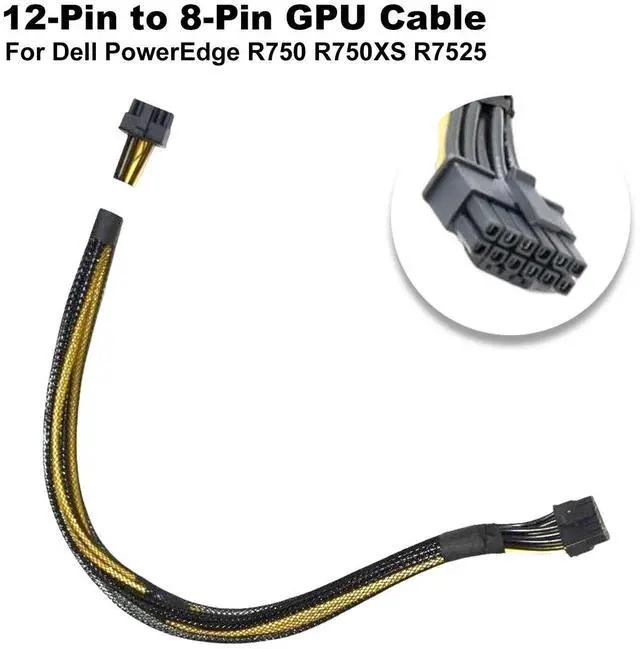 Alt view image 2 of 6 - Dell PowerEdge R750 R7525 12 Pin to 8 Pin 16" GPU Power Cable F8NXW (Lot of 2 )
