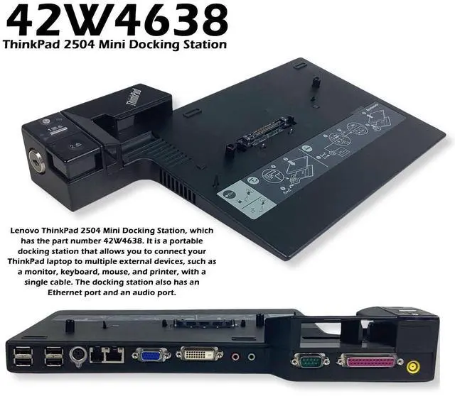 Alt view image 2 of 7 - Genuine Lenovo ThinkPad 2504 Mini Docking Station R6X/T6X/Z6X-42W4638