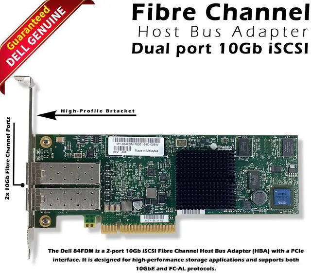 Main image of (NOT FOR HOME PC!) Dell 84FDM HBA Network Adapter Card Dual-Port SAS 10Gbps PCI-E Fibre Channel