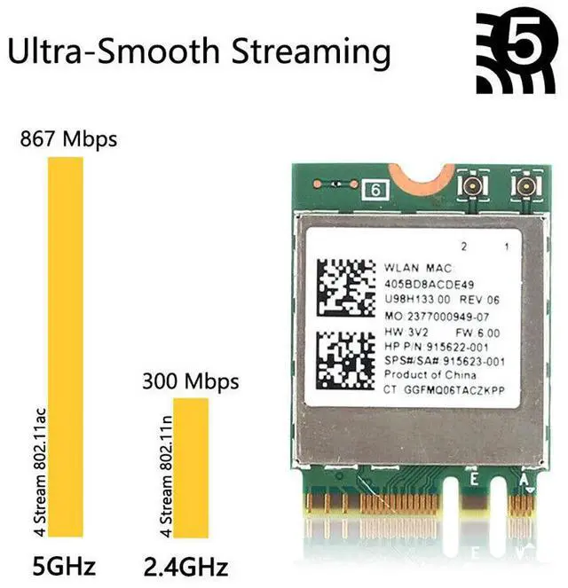 Alt view image 3 of 6 - Lot X 5 Realtek RTL8822BE U98H133 Dual Band Wireless Card 915622-001 915623-001