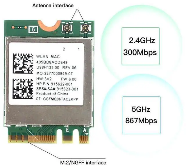 Alt view image 4 of 6 - Lot X 5 Realtek RTL8822BE U98H133 Dual Band Wireless Card 915622-001 915623-001