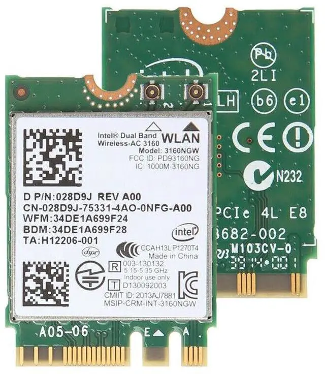 Alt view image 2 of 6 - Lot X 5 Dell Intel Wireless-AC 3160 Dual Band WLAN WiFi Bluetooth M.2 Card N2VFR