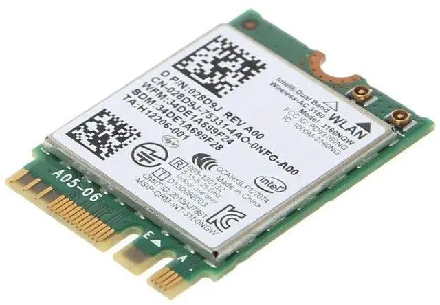 Alt view image 4 of 6 - Lot X 5 Dell Intel Wireless-AC 3160 Dual Band WLAN WiFi Bluetooth M.2 Card N2VFR