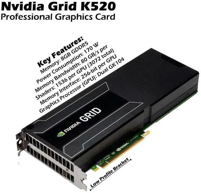 Alt view image 2 of 7 - Nvidia GRID K520 8GB GDDR5 PCIe gen3 x16 Kepler GPU Graphics 900-12055-0010-000