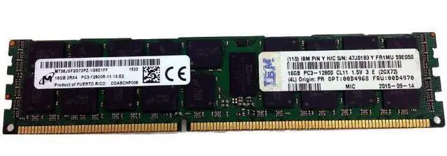Alt view image 3 of 6 - Lot of 4 Micron MT36JSF2G72PZ-1G6E1FF 4x16GB 2Rx4 PC3-12800R Server Memory