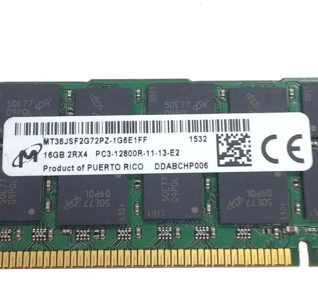 Alt view image 6 of 6 - Lot of 4 Micron MT36JSF2G72PZ-1G6E1FF 4x16GB 2Rx4 PC3-12800R Server Memory