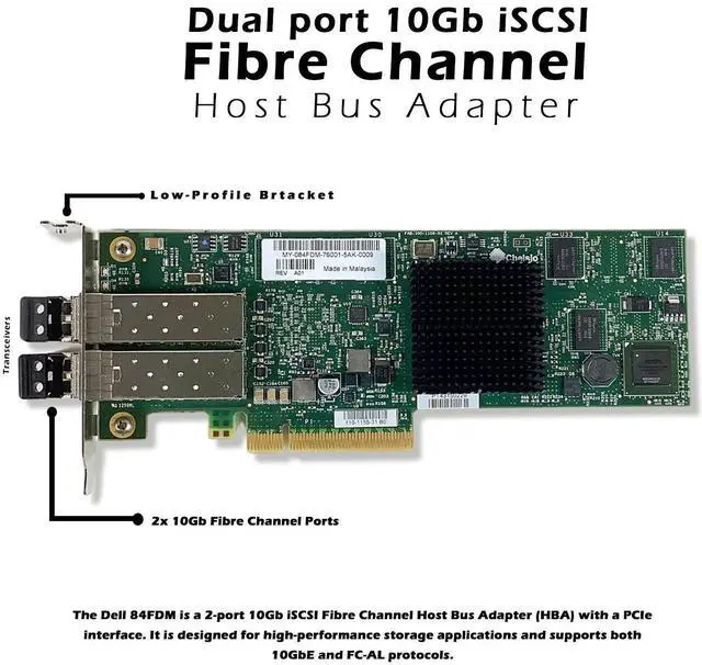 Alt view image 2 of 7 - (NOT FOR HOME PC!) Dell Host Bus Adapter Dual Port PCI-E SAS 2-Port 6Gbps Fibre Channel 84FDM