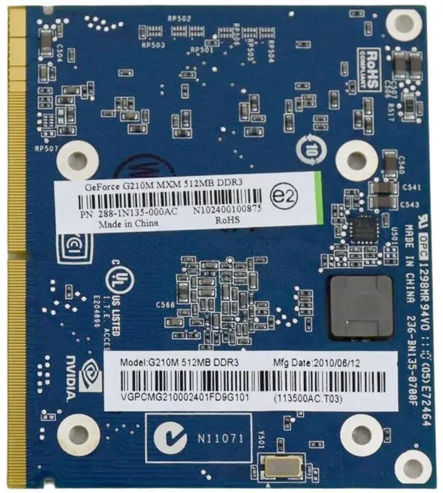 Alt view image 6 of 7 - NVIDIA GeForce G210M Video Graphics Card 512 MB DDR3 64-bit 1500MHz VG.PCMG2.100