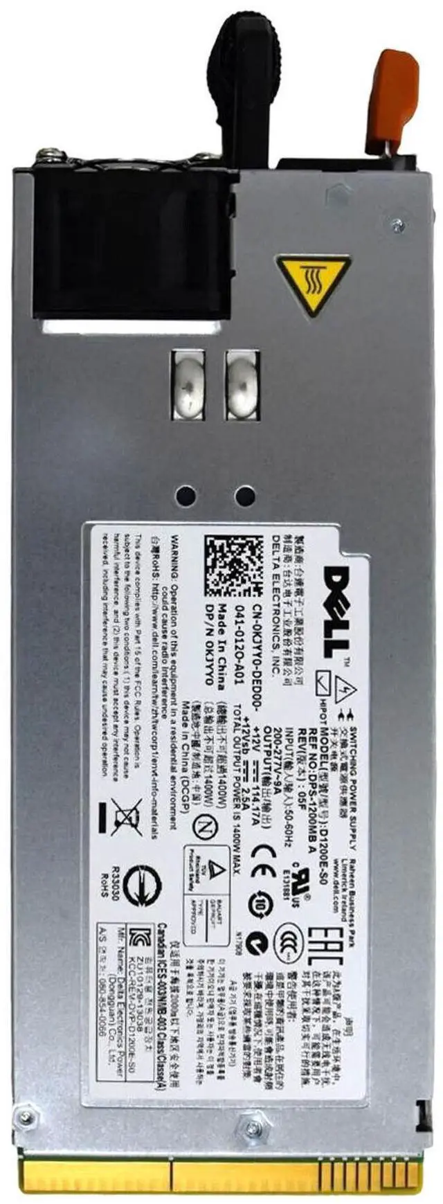 Alt view image 4 of 6 - Dell PowerEdge C6100 1400W High-Efficiency Hot-Plug Power Supply KJYY0 D1200E-S0