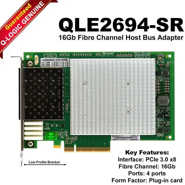 Main image of QLogic QLE2694-SR 16Gb Quad Port FC PCIe Gen3 x16 HBA Card High Performance