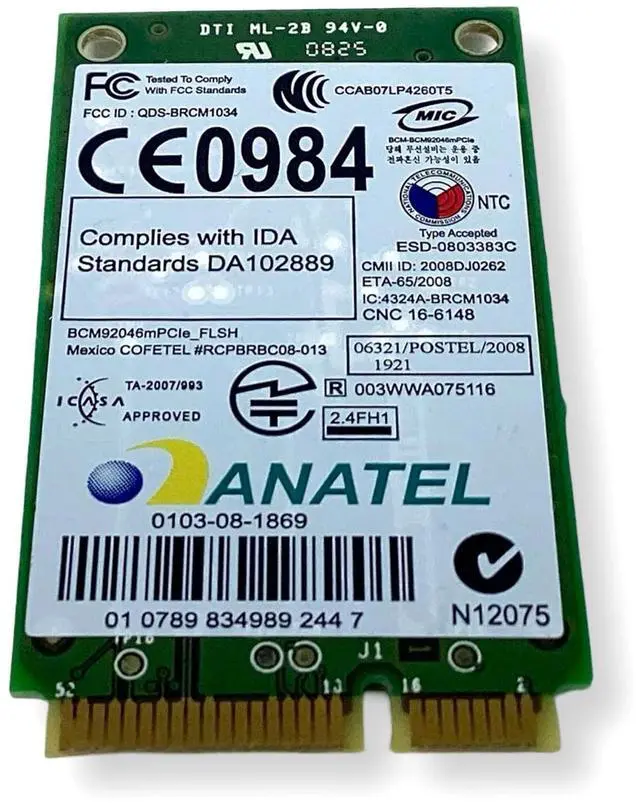 Alt view image 3 of 7 - Lot x 10 Dell Latitude E5400 Mini PCI Express Wireless Bluetooth Card P560G PW87