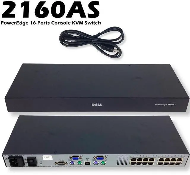 Alt view image 2 of 7 - Genuine Dell PowerEdge 2160AS 16 Ports PS/2-USB KVM Console Switch D785J RP163