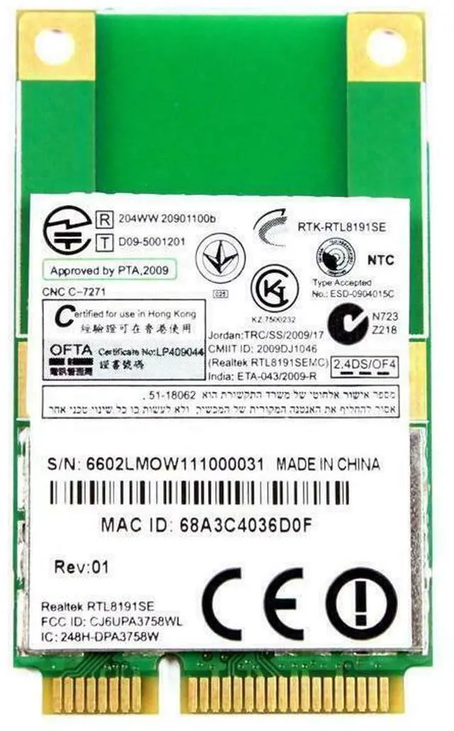 Alt view image 3 of 3 - Lot 10 REALTEK WN6602L Wireless Card Mini-PCI-e LITE-ON 6042B0108208 V000190550