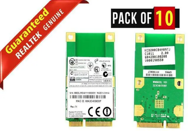 Main image of Lot 10 REALTEK WN6602L Wireless Card Mini-PCI-e LITE-ON 6042B0108208 V000190550