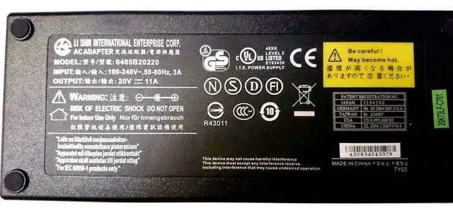 Alt view image 3 of 4 - LI SHIN 0405B20220 Alienware Power Supply 20V 11A AC Adapter 220W Alienware M17X