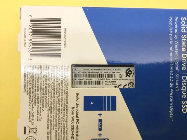 Alt view image 3 of 3 - WD Blue 2TB M.2 2280 SATA III 6Gb/s 3D NAND Internal SSD WDS200T2B0B