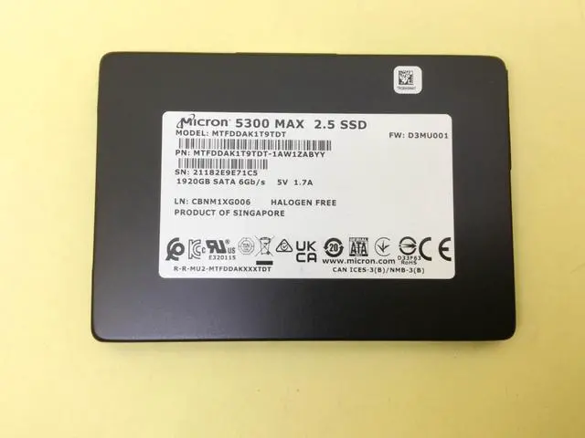 Main image of Micron 5300 MAX 1.92TB SATA 6Gb/s 2.5" Internal SSD MTFDDAK1T9TDT