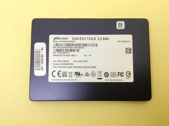 Alt view image 2 of 5 - Micron 5100 ECO 3.84TB SATA 6Gb/s 2.5" SSD MTFDDAK3T8TBY