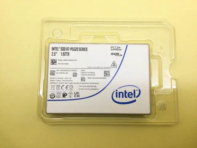 Alt view image 3 of 3 - Intel D7-P5520 1.92TB PCIE4.0 NVMe 2.5" U.2 Internal SSD SSDPF2KX019T1M