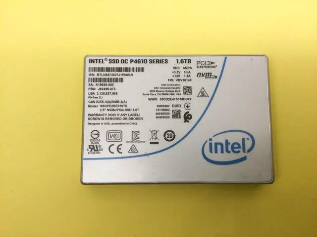 Main image of Intel DC P4610 Series 1.6TB, 2.5in NVMe/PCIe 3.1 x4, 3D, TLC SSD SSDPE2KE016T8