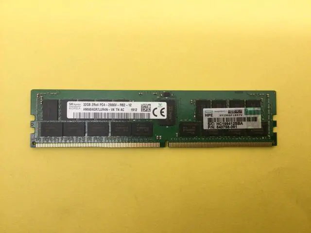 Alt view image 2 of 6 - (NOT FOR HOME PC!) 840758-091 HPE 32GB 2RX4 PC4-2666V DDR4 REG Server Memory 850881-001 815100-B21