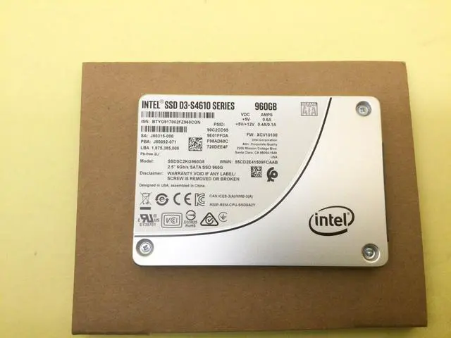 Alt view image 3 of 3 - INTEL D3-S4610 SERIES 960GB SATA 6Gbps 2.5IN SSD SSDSC2KG960G8
