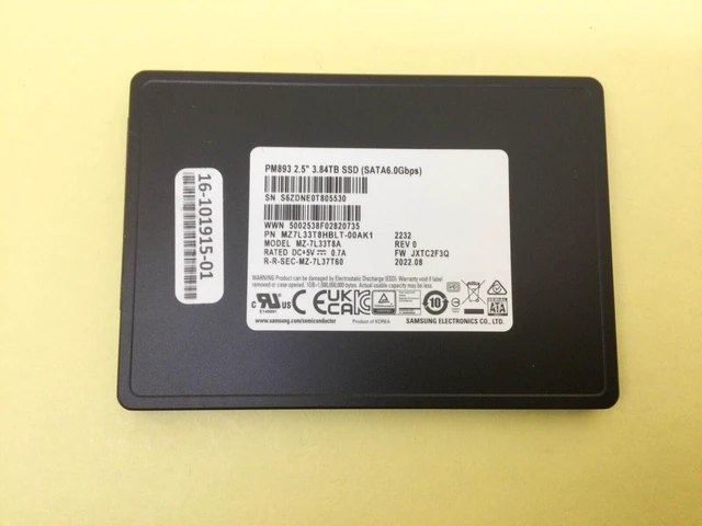Main image of Samsung PM893 Series 3.84TB SATA 6Gb/s 2.5inch Internal SSD MZ-7L33T8A