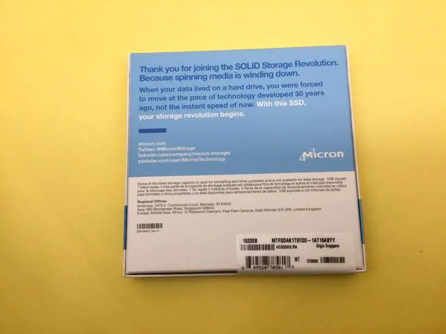 Alt view image 5 of 6 - Micron 5200 PRO 1.92TB SATA 6Gb/s 2.5" Internal SSD MTFDDAK1T9TDD Sealed - OEM