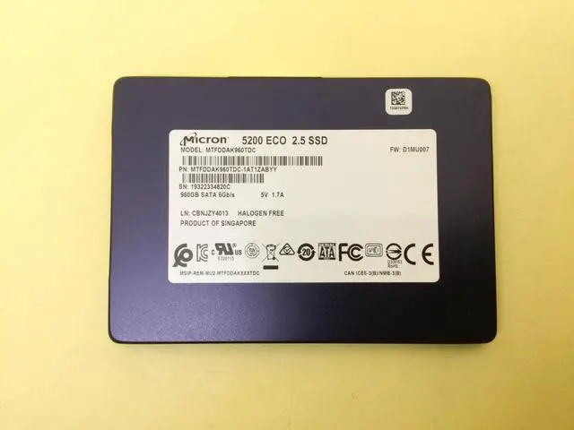 Alt view image 2 of 3 - MICRON 5200 ECO 960GB SATA 6Gbps 2.5" internal SSD MTFDDAK960TDC