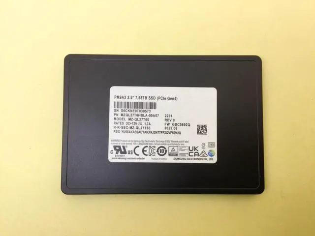 Main image of Samsung PM9A3 Series 7.68TB PCIe Gen4 NVMe U.2 2.5'' SSD MZ-QL27T60