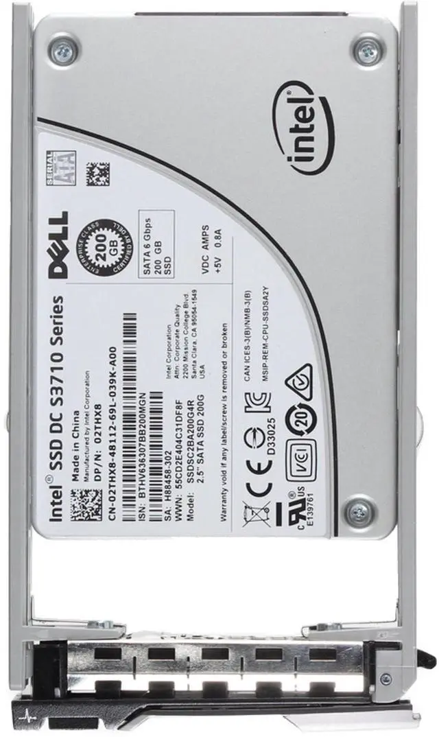 Alt view image 5 of 5 - Dell 200GB 6Gbps SATA WI MLC 7mm 2.5 SSD S3710 CPO (2THX8-CO3)