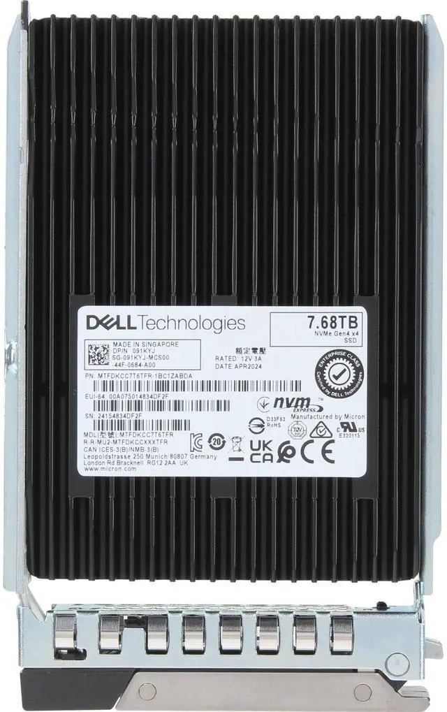Alt view image 5 of 5 - Dell 7.68TB PCIe Gen4 NVMe RI TLC 2.5 SSD 7450 Pro (91KYJ)