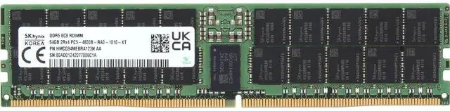 Alt view image 3 of 3 - Hynix 64GB 2Rx4 DDR5 RDIMM- 4800MT/s (HMCG94MEBRA123N-OSTK)