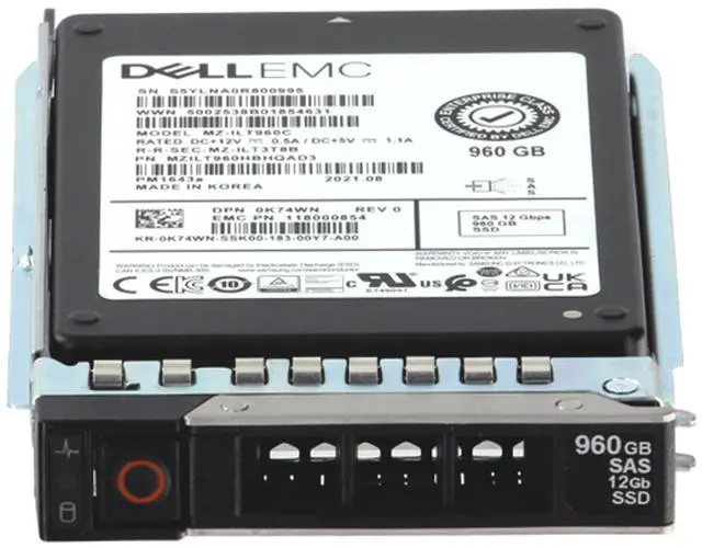 Alt view image 2 of 5 - (NOT FOR HOME PC!) Dell 960GB 12Gbps SAS RI TLC 2.5 SSD PM1643a (ME) CPO (K74WN-R)