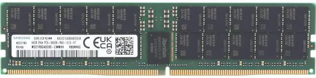 Alt view image 3 of 3 - Samsung 64GB 2Rx4 DDR5 RDIMM- 5600MT/s (M321R8GA0EB0-CWMXH-OSTK)