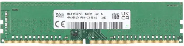 Alt view image 2 of 3 - (NOT FOR HOME PC!) Hynix 16GB 1Rx8 PC4-3200 ECC UnBuffered (HMAA2GU7CJR8N-XN-OSTK)