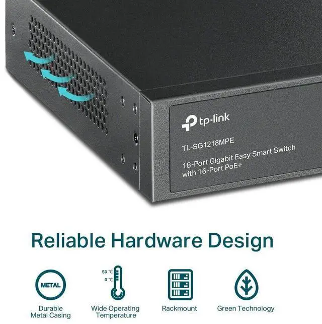 Alt view image 7 of 7 - TP-Link TL-SG1218MPE | 18-Port 1000Mb Gigabit Easy Smart Switch | 16* PoE+ Port