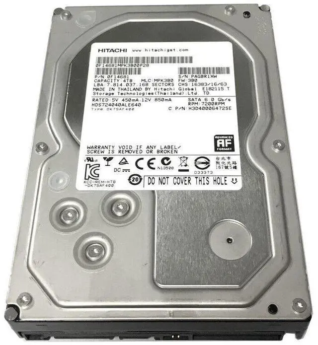 Main image of HGST 4TB 64MB Cache 7200RPM SATA 6.0Gb/s 3.5" Internal Enterprise Hard Drive