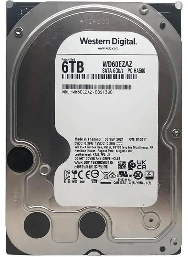 Alt view image 5 of 6 - Western Digital 6TB 256MB SATA 6Gb/s 3.5" WD60EZAZ Internal Hard Drive