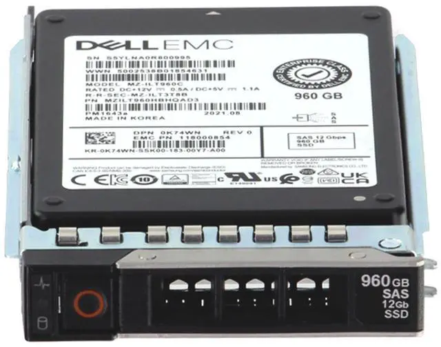 Alt view image 2 of 5 - (NOT FOR HOME PC!) Dell 960GB 12Gbps SAS RI TLC 2.5 SSD PM1643a (ME) (K74WN)