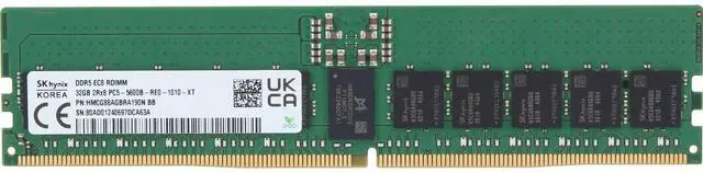 Alt view image 3 of 3 - Hynix 32GB 2Rx8 DDR5 RDIMM- 5600MT/s (HMCG88AGBRA190N-OSTK)