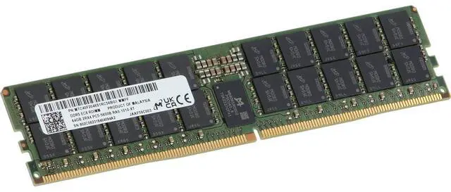 Alt view image 3 of 3 - Micron 64GB 2Rx4 DDR5 RDIMM- 5600MT/s (MTC40F2046S1RC56BG1-OSTK)