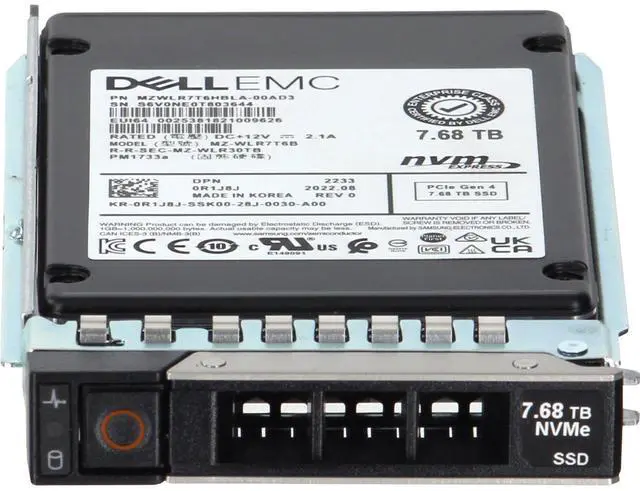 Alt view image 2 of 5 - Dell 7.68TB PCIe Gen4 NVMe RI TLC 2.5 SSD PM1733a (R1J8J)