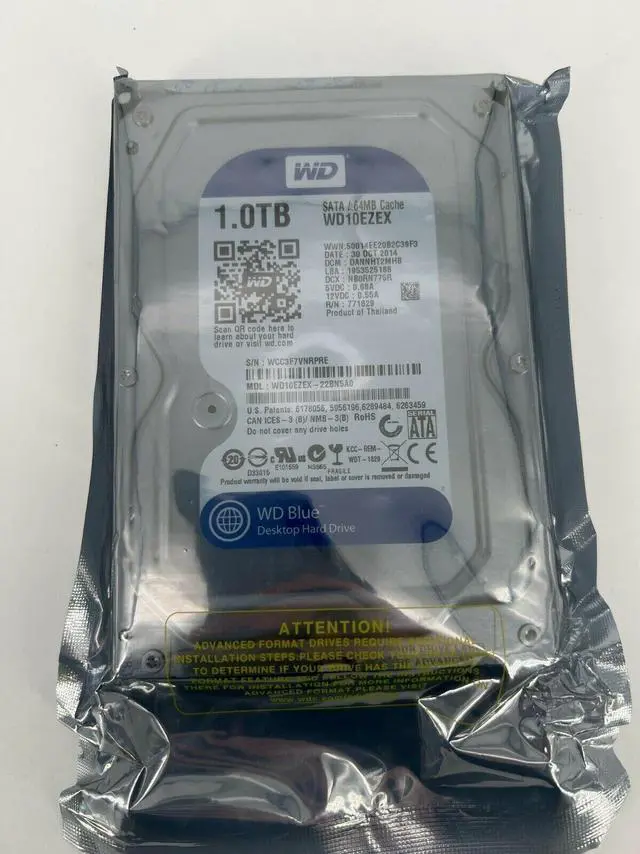 Main image of Western Digital Blue 1TB 3.5" SATA III 7200RPM Desktop Hard Drive WD10EZEX HDD