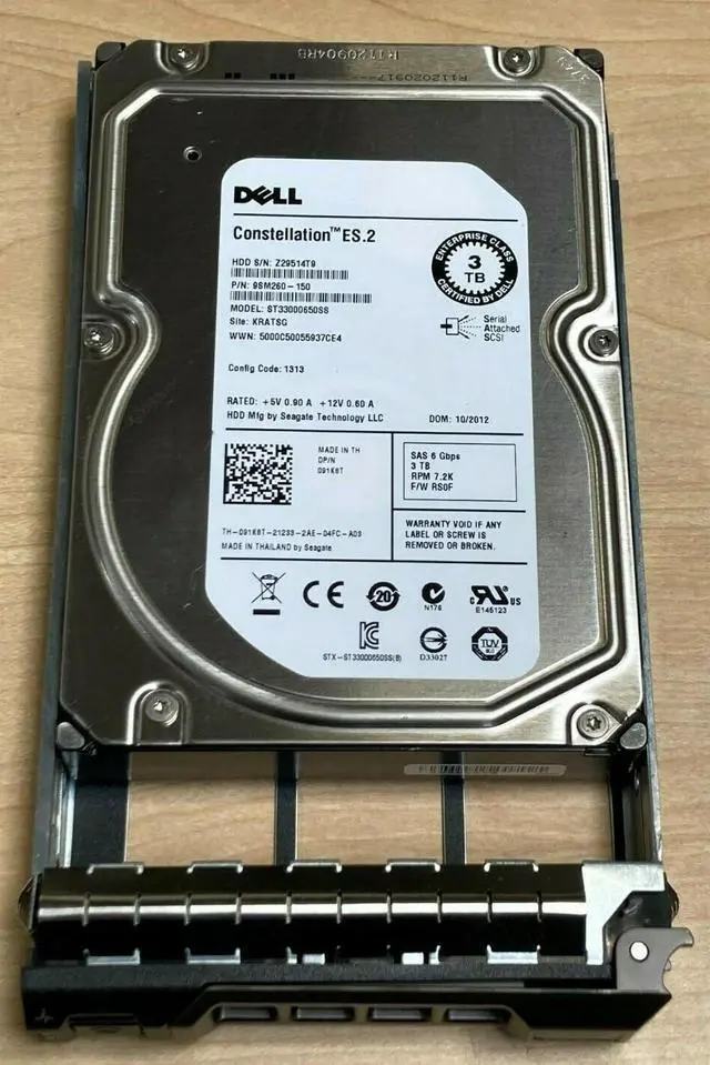 Main image of (NOT FOR HOME PC!) 91K8T 091K8T ST33000650SS DELL 3TB 7.2K 6G LFF 3.5'' SAS HDD HARD DRIVE W/TRAY
