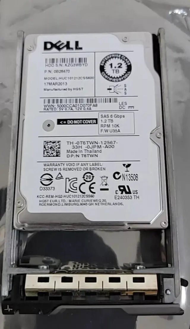 Main image of (NOT FOR HOME PC!) Dell 1.2TB 6G 10K 2.5" SAS 0T6TWN T6TWN HUC101212CSS600 HDD HARD DRIVE W/Tray