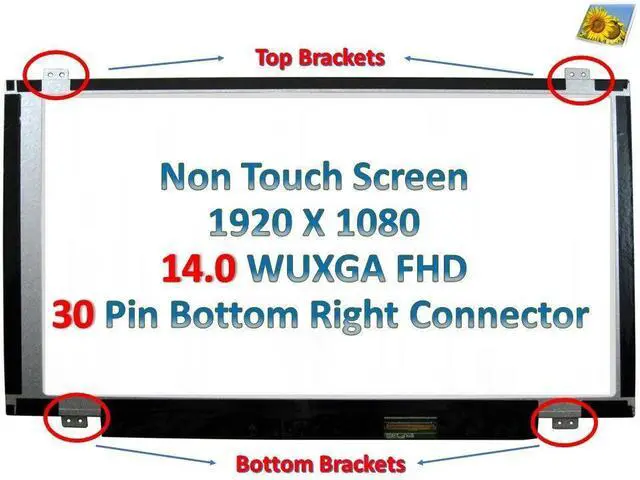Alt view image 2 of 5 - 14" FHD WUXGA laptop Led Lcd Screen for Dell MNP4W B140HAN01.3 30 Pin Non-Touch