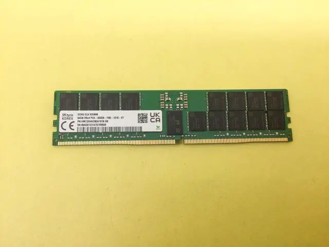 Main image of SK HYNIX 64G (1X64GB) 2RX4 PC5-5600B DDR5 RDIMM SERVER MEMORY HMCG94AGBQA181N