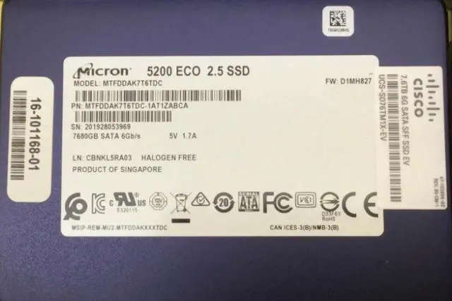 Main image of Micron 5200 ECO 7.68TB SATA 6Gb/s 2.5'' 7680GB Enterprise SSD MTFDDAK7T6TDC