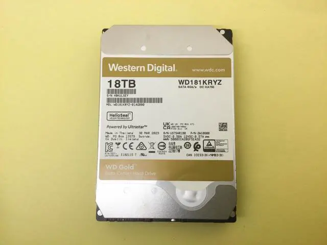 Main image of WD Gold 18TB 7200 RPM SATA 6Gb/s 512MB 3.5" Enterprise HDD WD181KRYZ
